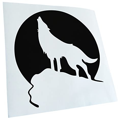 Kiwistar - Autoaufkleber - Schwarz - 10x10cm Heulender Wolf vor Mond - Heckscheibe Auto Aufkleber wetterfest für Kfz LKW Mofa Truck - Sticker außen selbstklebend Tuning Zubehör für Fenster Fahrzeug