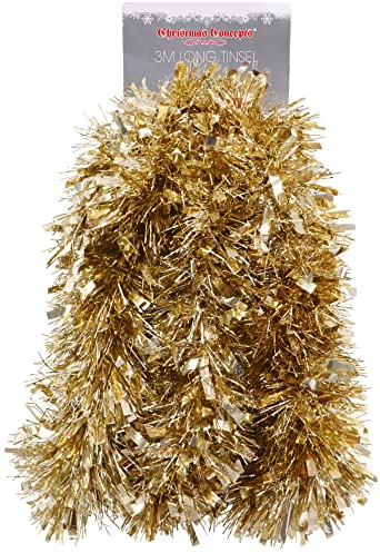 Christmas Concepts® 3m / 9.8ft Klobig/Feines Weihnachtslametta - Weihnachtsdekoration - Hochwertige Lametta (Champagner Gold)
