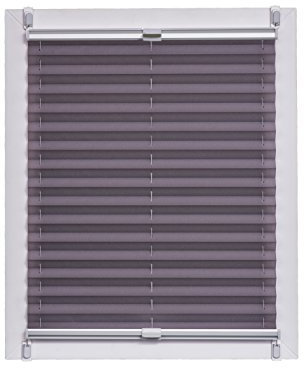 Sunlines Plissee Made in Germany, Tageslicht, Crepes Uni Klemmfix, Silbergraue Schiene, 75 x 150, Stoff, Anthrazit, 75 x 150cm