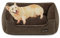 Feandrea Hundebett, Hundekissen in Leinenoptik, Hundekorb, erhöhte Ränder, rutschfeste Unterseite, Bezug abnehmbar waschbar, L, für mittelgroße Hunde, 90 x 75 x 25 cm, braun PGW11CC