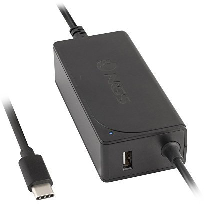 NGS W-60WTYPEC - Cargador Universal 60 W para Ordenador Portátil o Dipositivo con Puerto USB-C, Cargador con Salida USB 2A