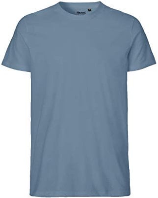 -Neutral- T-Shirt, 100% Bio-Baumwolle. Fairtrade, Oeko-Tex und Ecolabel Zertifiziert, Textilfarbe: Indigo, Gr.: M