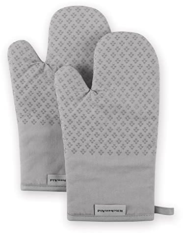 KitchenAid Oven Mitt Set, Cotton, Gray, 7x12.5