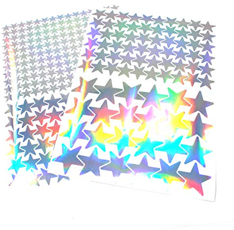 Finest Folia 309 Sterne Aufkleber Set Sticker Deko Folie selbstklebend Glitter Hologramm Oilslick Bastelmaterial zum Basteln (Hologramm K016)