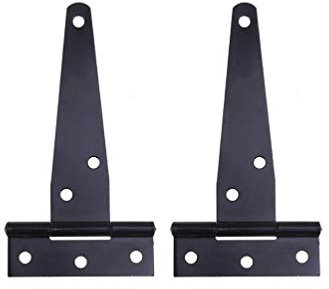 Yarnow 2pcs T Hinges Heavy Duty Hinges Strap for Storage Shed Door Barn Door Gates 4 Inches (Black)