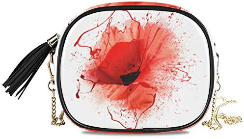 MONTOJ Damen Umhängetasche / Umhängetasche, Mohnblume, mit Sprühfarbe, Rot