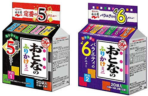 Ninjapo Nagatanien Furikake-Reiswürz aus Japan für Erwachsene, 2 Arten, Mini-Beutel, 20 Stück à 28,3 g