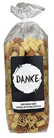 1x 250 gr. Nudeln Motiv: Danke/Geschenk/Kundengeschenk/Gastgeschenk