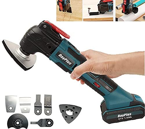 Cordless Oscillating Multi-Tool 170W, 21V 1.5AH Battery, Oscillating Angle:4°, 6 Variable Speed, Electric Oscillating Tool w/ 22pcs Accessories for Sanding Scraping Polishing Grinding Grout Removal