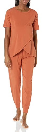 Amazon Essentials Pigiama in Cotone per maternità e Allattamento Donna, Terracotta, XXS