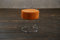 KAWOLA Hocker Sitzhocker Fußhocker Demi Pouf Velvet Samt Gepolsterter Hocker Wohnzimmer Hocker rund Kupfer Fuß Silber