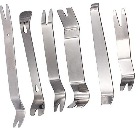 Gebildet 6pcs Strumento di Rimozione in Acciaio Inossidabile per Rifiniture per Auto, Kit di Rimozione Forte per Cruscotto Audio per Porte Interne Dell'auto, per Impieghi Gravosi