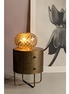 Nachttisch Beistelltisch Glossy Rund Metall in Antik Messing