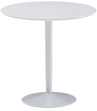 möbelando Esstisch Rund 75x75x74 cm Kleiner Küchentisch Weiß Hochglanz | Runder Esszimmertisch 2 Personen | Moderner Frühstückstisch Küche | Tisch Esszimmer Klein