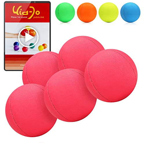 Juggle Dream 5X Pro Thud Jonglierbälle - Set mit 5 professionellen Jonglierbällen mit kostenlosem Online-Lernvideo, für Anfänger und Experten (Rosa)