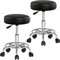 Casaria® Rollhocker 2er Set Höhenverstellbar Schwarz 10cm Polsterung 51-65cm Sitzhöhe 360° Drehbar Ø35cm Rund Büro Hocker Drehhocker Arbeitshocker