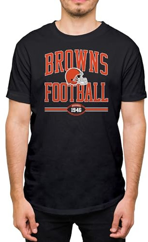 Hybrid Sports NFL Football Arch – Offizielles Lizenzprodukt für Erwachsene, kurzärmeliges Fan-T-Shirt für Männer und Frauen, Cleveland Browns – Schwarz, L