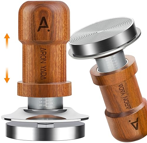 AronYada Kaffee Tamper 51mm mit Base Ripple,Espresso Coffee Tamper 51mm mit 30lbs Anpressdruck,Griff aus natürlichem Walnussholz und Basis aus Edelstahl 304 kaffeestampfer für Siebträger 51mm