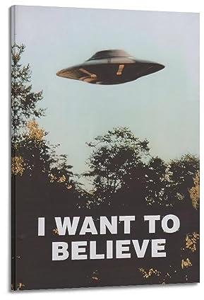 MITIN Vintage-Poster UFO I WANT TO BELIEVE, dekoratives Gemälde, Leinwand, Wand und Kunstbild, Familienschlafzimmer-Dekoration, 60 x 90 cm