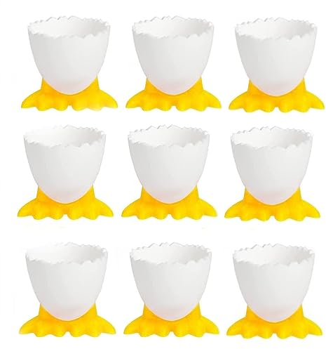 LATRAT Lot de 9 coquetiers de dessin animé - Pour enfants - Pour le petit-déjeuner - Pour la cuisine - Jaune