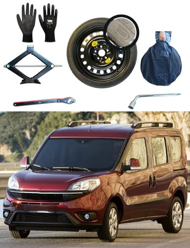Kit Ruotino di Scorta 16 compatibile con Fiat Doblo M1/N1/Cargo (2010-2022) con Cric, Chiave e Sacca 125/80R16