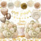 Geburtstagsdeko Frau, Deko Geburtstag Gold Beige mit Luftballons Geburtstag, Pompons Party Deko Gold, Dekoration Geburtstag Banner für Geburtstags Deko frauen Mann Mädchen Baby