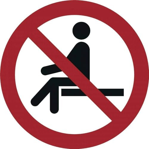 Sitzen verboten Aufkleber Ø 5 cm gemäß ISO 7010, DIN 4844 (10 Stück) (wetterfest)