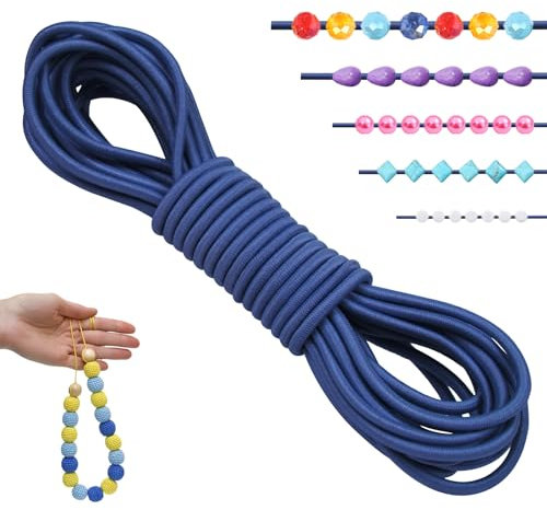 LEREATI Filo Elastico per Braccialetti Resistente 2.5mm x 5m Cordino Elastico Fili per Braccialetti, Cordoncino per Collane, Filo Elastico per Cucire Fai da Te Perline (Blu Reale)