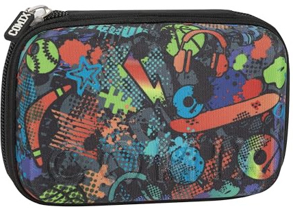 COMIX BRIGHT - Astuccio Scuola, Astuccio Maxi Zip per Bambini e Ragazzi, con Set Cancelleria Incluso, Cover Metal Iridescente, Rigido con Maxi Logo e Tirazip in Metallo, 21 x 14,5H x 6,5 cm