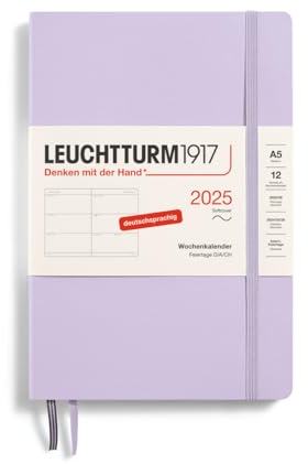 LEUCHTTURM1917 370564 Wochenkalender Medium (A5) 2025, Softcover, Lilac, Deutsch