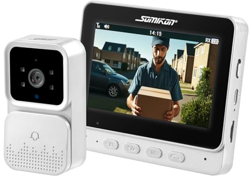 Visiophone sans fil VSA-450 avec écran IPS - coloris blanc [Somikon]