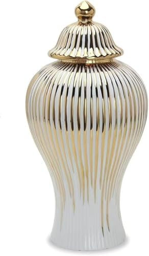 Gold gestreifter Keramiktopf, allgemeine Flasche, Ingwerglas, handgefertigte Keramikflasche, Porzellan, Artefakt, Vase, Lagertank, Heimdekoration, L