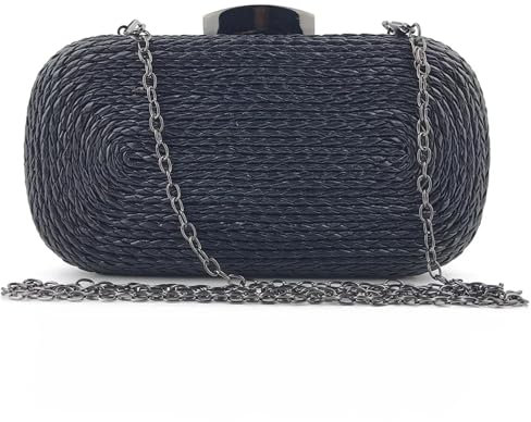 YUEZHAN Sac De Soirée Femme Pochette Femmes Or Sacs De Soirée Dames Épaule Sac À Bandoulière Paille Femme Sac À Main Sac À Main Noir