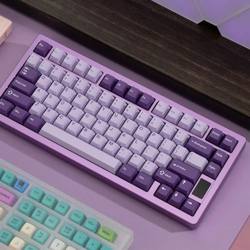 Chilkey ND75 Tastiera meccanica da gioco wireless al 75% in alluminio con schermo LCD, montaggio rapido, BT/2.4G/USB-C, tastiera RGB personalizzata viola sostituibile a caldo per laptop e PC da