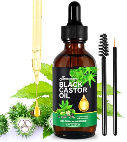 Black Castor Oil Organic Cold Pressed 100% Pure Natural, Jamaican Black Castor Oil, Black Castor Oil For Hair Growth, Organic Castor Oil, Castor Oil for Skin, Hair, Face, Body and Nails 60ml