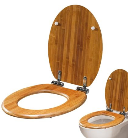 Oval Toilet Seat Cover - Toilet Seat, Anti-Pinch Round Toilet Seat | Easy Clean Soft Close Wooden Toilet Seat Cover, Elongated Toilet Bowl Wooden Toilet Seat with Bathroom Mounting Kit