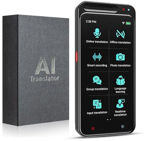 Übersetzer mit Sprachausgabe, 4.1-Zoll Touchscreen AI Translator, Zwei-Wege-Echtzeit-Sprachübersetzung, von 138 Sprachen, Offline&Aufnahme&Fotoübersetzung für Travel Business Learning