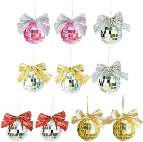 MOTUZP Mini-Spiegel-Discokugeln, Ornamente, Hängespiegel, Discokugeln, 70er-Jahre-Hängeornamente, Weihnachtskugel-Ornamente für Weihnachtsbaum, Hochzeit, Party, Festivals, Dekoration
