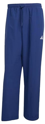 adidas Men's Essentials Small Logo Woven Open Hem Pants, Dark Blue/White, S