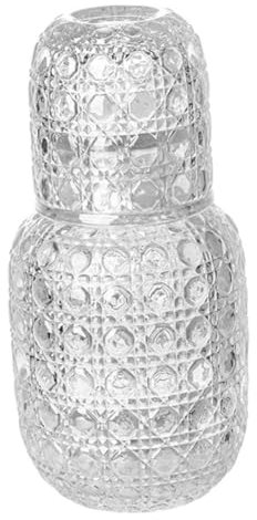 OKUMEYR 1set Caraffe e Bicchieri Trasparente Design Elegante e Rilievo Per Camera Da Letto e Ufficio Caraffa Notturna e Bicchiere Per Decorazione e Praticità