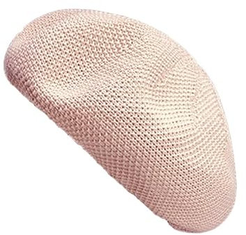 HIQIU Baskenmütze Sommer Damen Dünne Atmungsaktiv Barett - Leichte Damen Baskenmütze Künstler Maler Beret Hut Legere Beanie-Mütze (DE/NL/SE/PL, Alphanumerisch, Einheitsgröße, M, Beige)