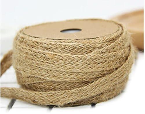 VICIYOO 10M Natur Jute Geflochtenes Band Flach Sackleinen Bindfäden Hanf Kordeln DIY Handwerk Hochzeit Party Dekoration Nähen Vintage Band Seil Handwerk