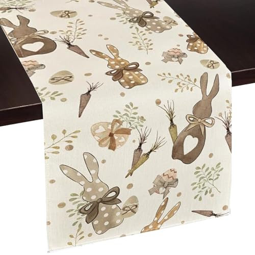 Ostern Tischläufer, Bunny Ostern Tisch Läufer, Frühling Ostern Party Dekorationen, Saisonnal Frühling Küche Esstisch Dekoration Drinnen Urlaub Party Dekor 40x180 cm