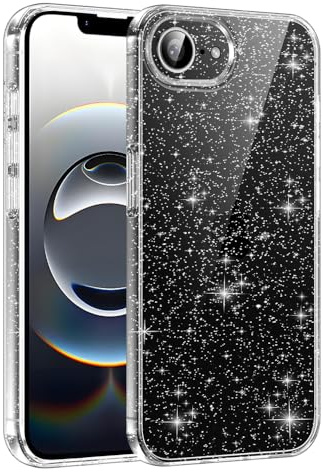 Mobile Phone Case for iPhone 16e/iPhone SE 2025/iPhone SE 4 Case Glitter, Bling Glitter TPU Silicone Slim Case for Girls, Camera Protection, Shockproof Transparent Protective Case for iPhone 16e Case