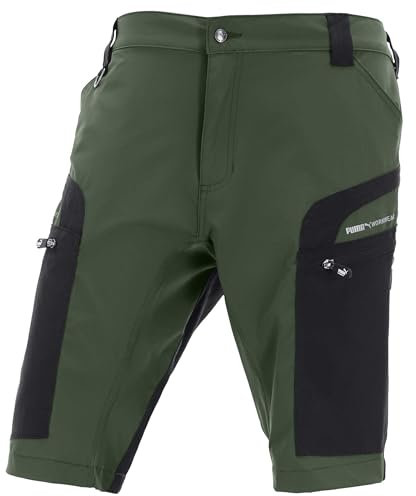 PUMA Workwear Pro-One Cargo Shorts Herren Sommer Arbeitshosen Männer Kurze Hosen Bermuda Shorts Outdoor Hosen Wanderhose leichte Trekkinghose mit 4-Wege Stretch - Oliv in 5XL