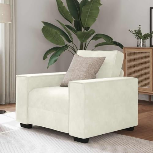 MOBCANT Sessel Creme 60 cm Samt Schlafsofa Couch Polstergarnitur Schlafcouch für Schlafzimmer Hotel Wohnung Büro