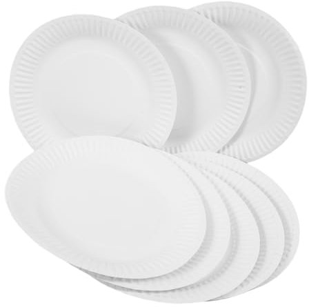 BESTonZON 10pcs Recyclable Paper Plates White Drawing Paper Plates for Art Craft Educational Kindergarten Art Materials