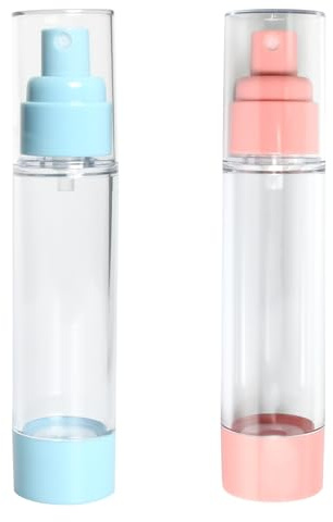 4-teiliger Satz transparenter 50-ml-Vakuumpumpflaschen, inklusive Reisespray und Lotionspender,Tragbare Wasser- und Lotionflaschen in Rosa und Blau, geeignet für Shampoo und Duschgel