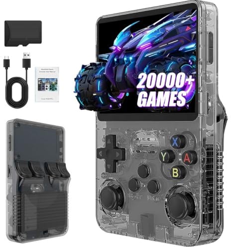 R36S Retro Handheld Games Console, 20,000+ Classic Games Portable Pocket Video Player with 3.5 Inch HD Screen, Open Source Linux System Screen for Teens and Adults (Black 64G)