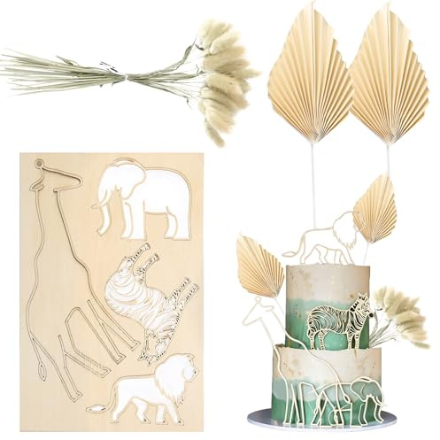 Giraffe Cake Topper - Safari Cake Toppers, Animal Cakes Toppers, Dessert Cakes Decoration, for BoyGirl Shower Birthday Party Supplies with Windmill Small Ball Tiger Giraffe Elephant Zebra